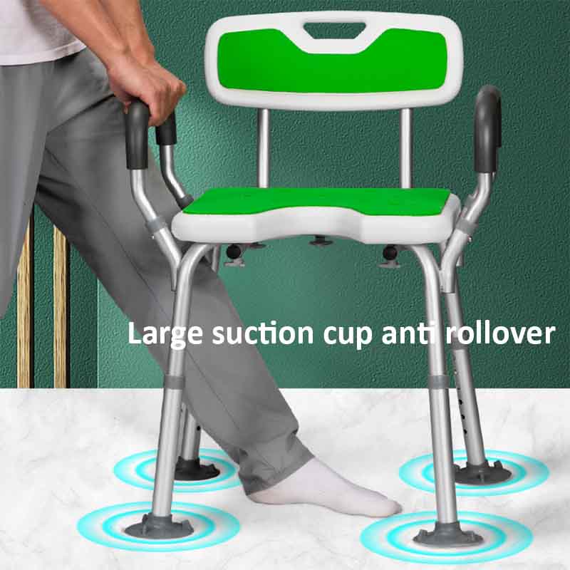 팔걸이와 등받이가 있는 알루미늄 안전 덮개를 씌운 장애인 욕실 의자
