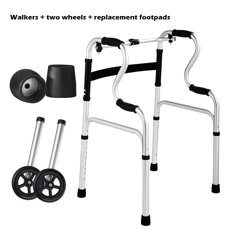 좌석이있는 맞춤형 의료 알루미늄 장애인 노인 직립 조절 워커 접이식 프레임 워커